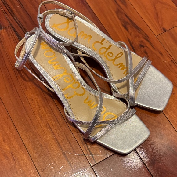 Sam Edelman Silver Block Heel Sandals - Picture 3 of 10
